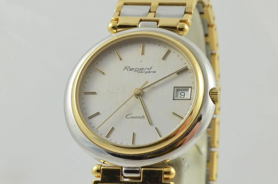 Reloj Hombre Regent 1 3/8 pulgadas Cuarzo Vintage RARO con Correa Acero Muñeca Muy Bonito Foto 2 de 4