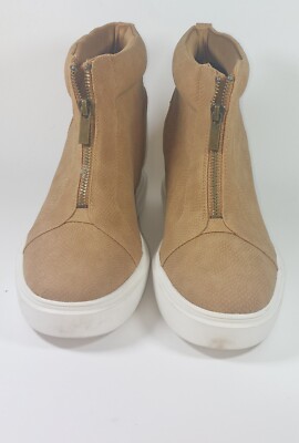 MIX NO. 6 Brunella Wedge Zip Up Sneakers Shoes SIZE 9M Tan