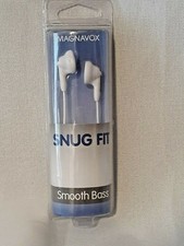 MAGNAVOX SNUG FIT In EAR Headphones, SMOOTH BASS - White New in package