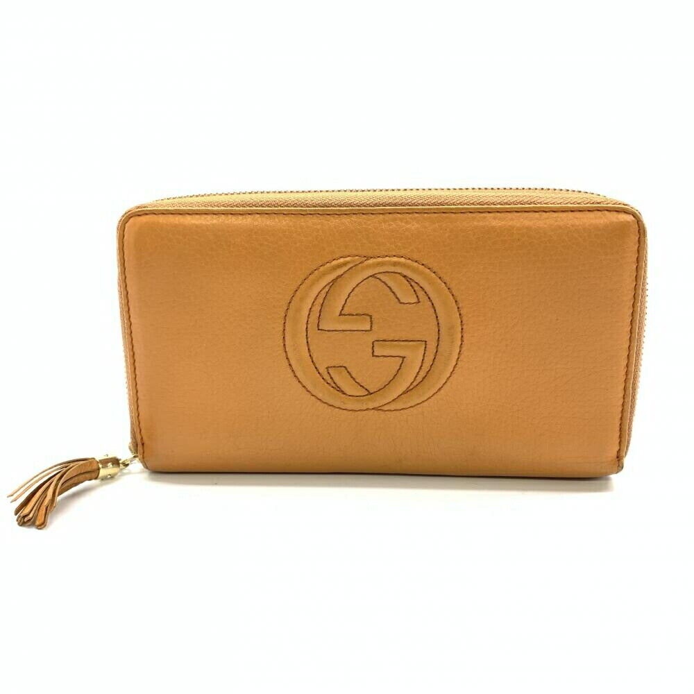 Gucci 308280 Soho Round Zipper Wallet Leather Fringe Orange Gucci 308280 Soho Round Zipper Wallet Leather Fringe Orange