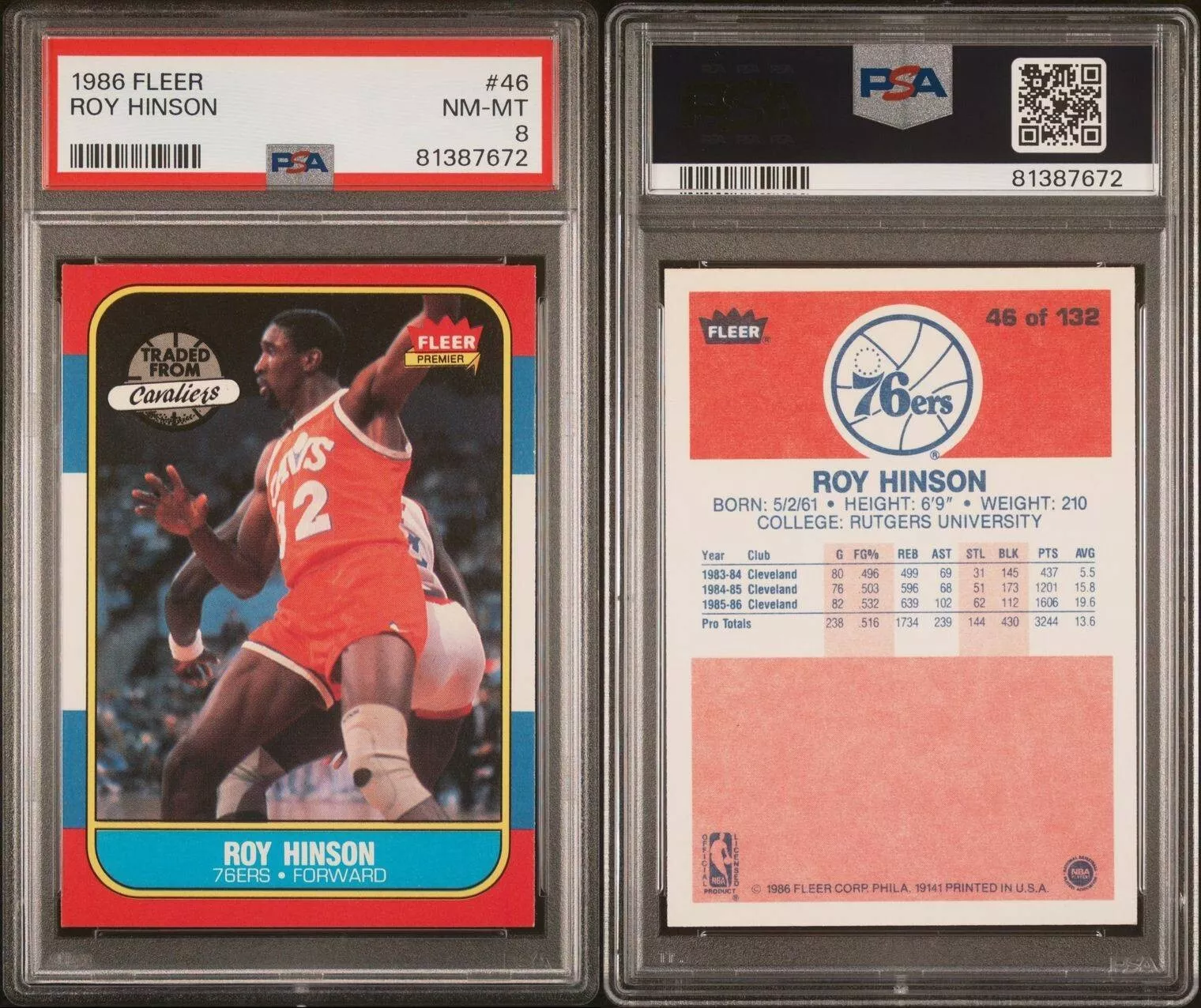 Roy Hinson trading card