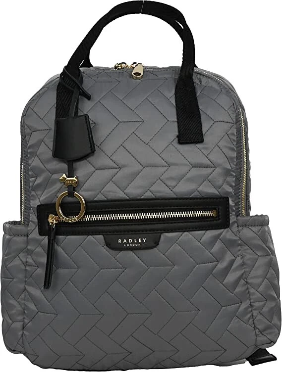 Radley London Finsbury Park Quilt Large Zip Around Backpack in Grey NEW