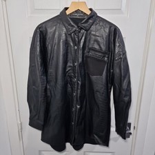 Maniere De Voir Faux Leather Jacket Uk 10 Black Snakeskin Pocket Collar