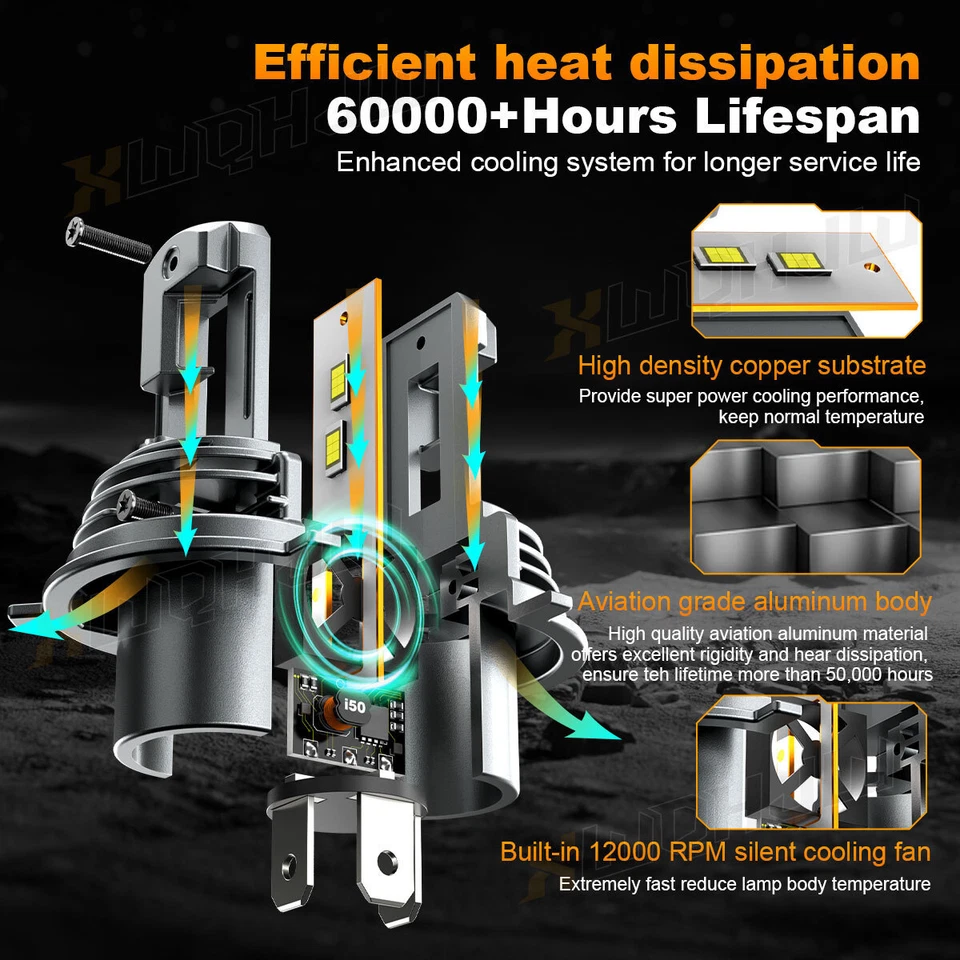 For Nissan X-Trail 2004-2008 LED Headlights Hi-Lo Light & Fog Lamp Bulbs Kit - Image 2 of 4