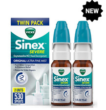 Vicks Sinex SEVERE Nasal Spray Original Ultra Fine Mist, 2-Pack, 0.5 FL