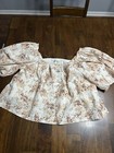 Abercrombie Fitch Crop Bluse Puffärmel Leinenmischung Größe Large Neu mit Etikett