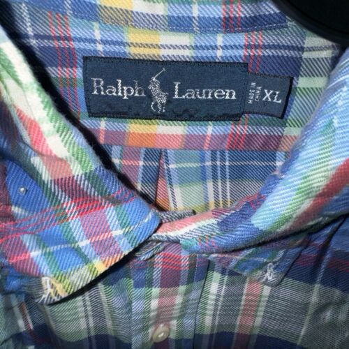 Camisa Ralph Lauren Talla XL Multicolor Cuadros Manga Larga Pastel Preppy Usada en Excelente Condición - Imagen 2 de 4