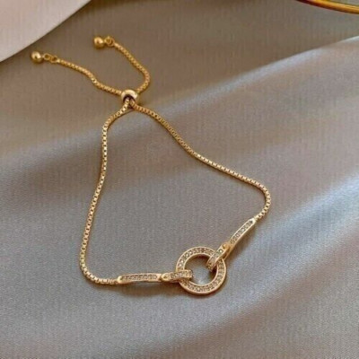 1,5 Karat rundes natürliches Moissanitkreis 8'' Bolo Armband in 14K Gelbgold über