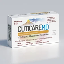CutiCareMD® 10% Sulfur Soap 4oz Bar for Scabies, Acne & Rosacea Treatment & More
