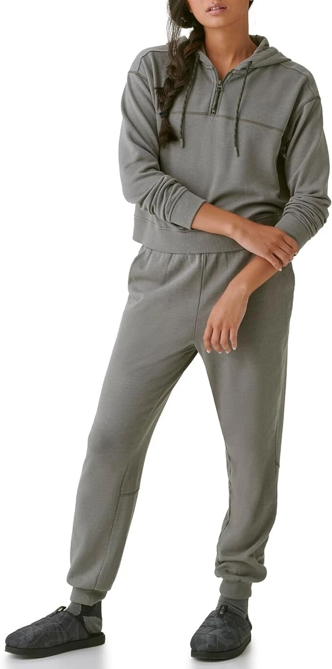 NWT Bass Outdoor Women Cropped Soft Pullover 1/4 Zip Hoodie Peat Sz XS $50 JJ488