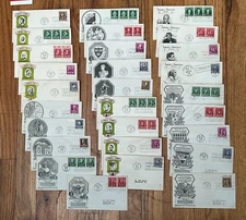 LOT x28 FAMOUS AMERICANS 1940 FDC CACHETS ! FIRST DAY COVER COLLECTION L@@K !!
