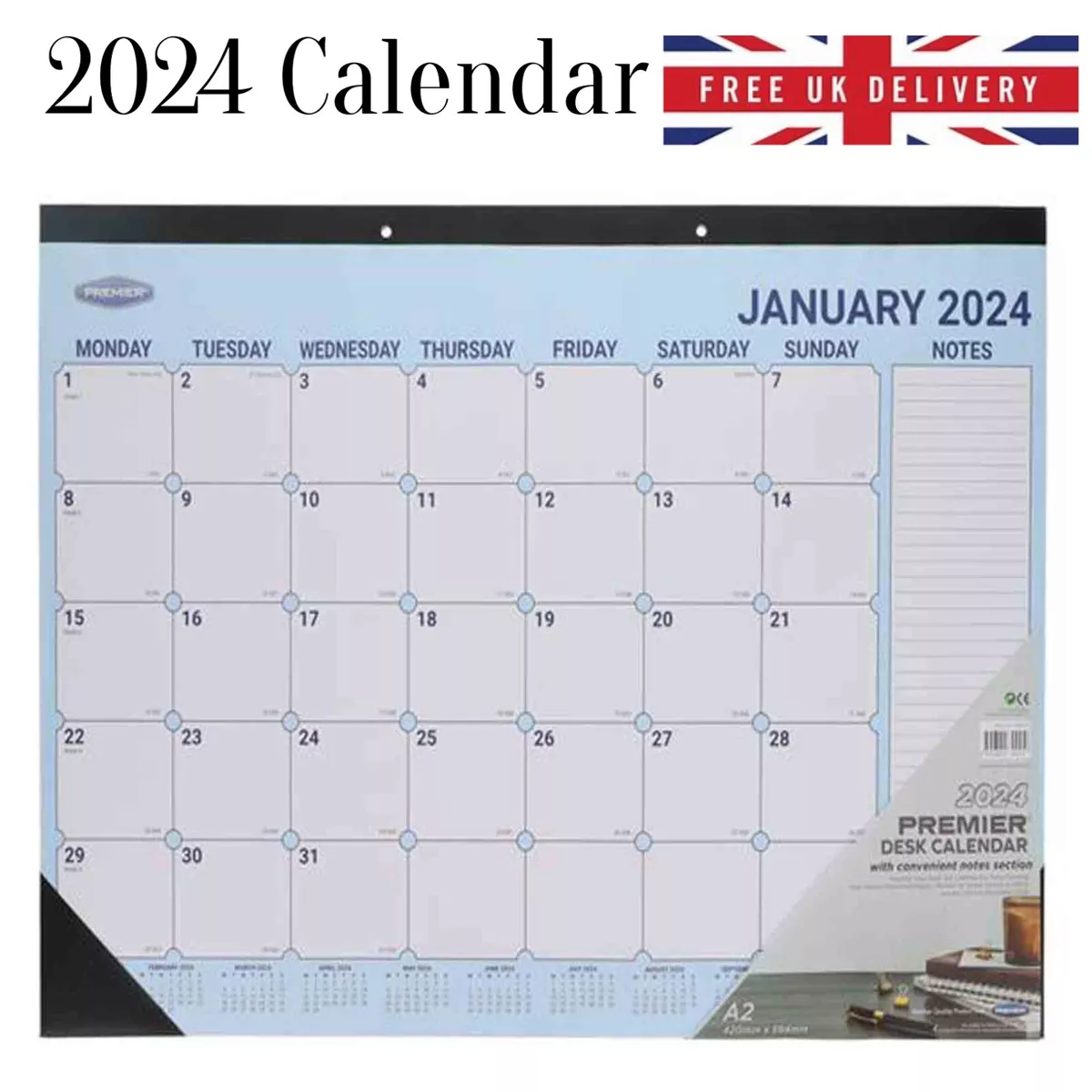 A2 Desk Pad Calendar Month to View Planner Organiser Easy View