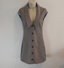 Zara Blazer Dress XS Beige Check Dress Collared