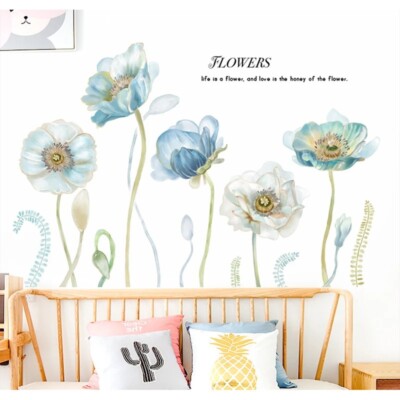 Removable 3D Lotus Flower Decals Wall Sticker Mural Vinyl Art Bedroom Home Decor