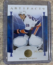 BROCK NELSON 2022-23 UD ARTIFACTS HOCKEY GAME USED DUAL PATCH 248/249 ISLANDERS