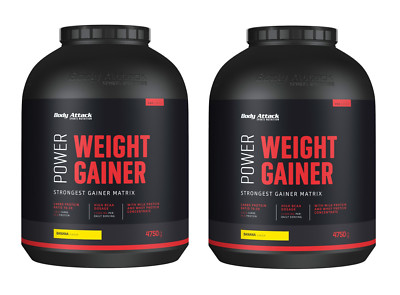 (EUR 13,59/kg) 2er- Pack Power Weight Gainer Body Attack 2 x 4750g 4,75 Kg