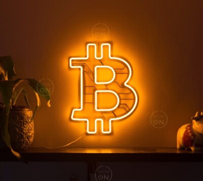 bitcoin crypto , bitcoin neon sign, trading wall decor, trader gift,  crypto wal