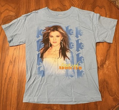 Kelly Clarkson 2006 Original Vintage Addicted Tour T-Shirt Size Medium Baby Blue