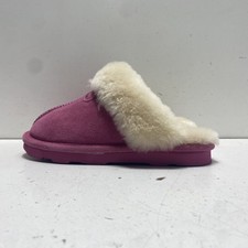 Bearpaw Loki Magenta Suede Fur Lined Scuff Slippers Women's Size 6