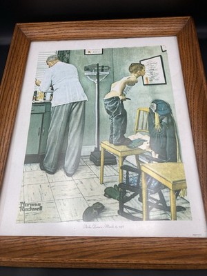 Norman Rockwell At the Doctor  Framed Print 1958 Americana Art Solid Wood Frame 