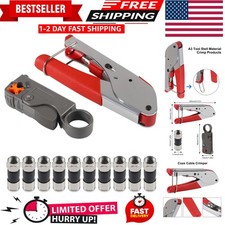 Coax Cable Crimper Coaxial Compression Tool Kit Wire Stripper with F RG6 RG59