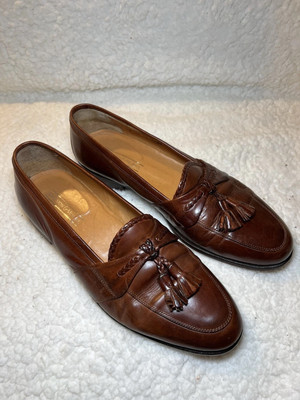Johnston & Murphy Kiltie Tassel Loafers Men\'s 10 Brown Black Cellini Dress Shoes Vintage Brown LEATHER JOHNSTON & MURPHY Mens Shoes Kiltie  main image 2