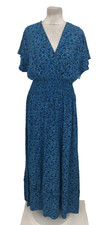 TLL Women's Dress Size M Blue Mix Floral Maxi Elasticated Waist Used F1