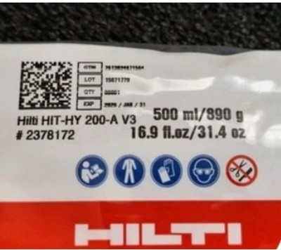 Hilti HIT-HY 200-A V3 Harz injizierbarer Mörtel - 500 ml (2378172) EXP 31JAN 2026
