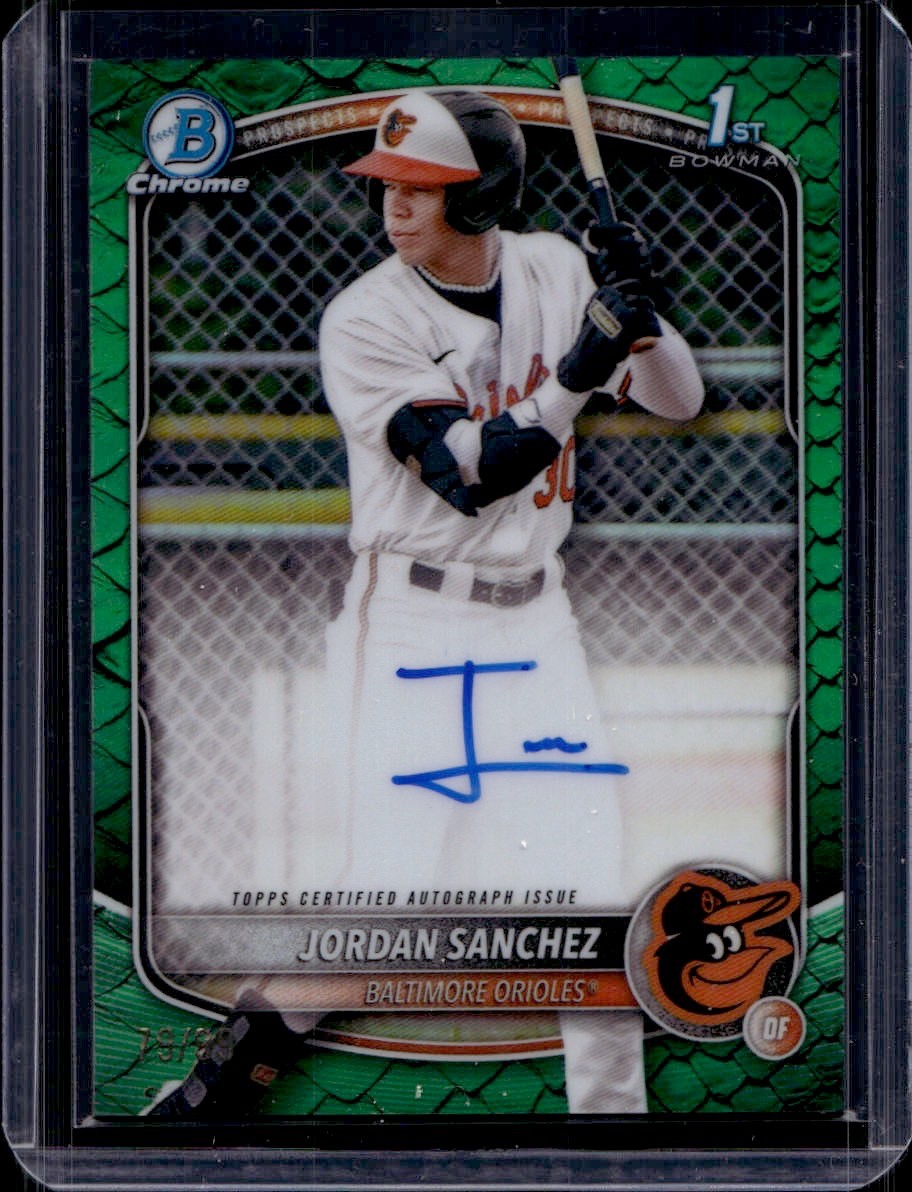 2025 Bowman Chrome- 1st Bowman- Green Reptilian /99- Jordan Sanchez #CPA-JOS
