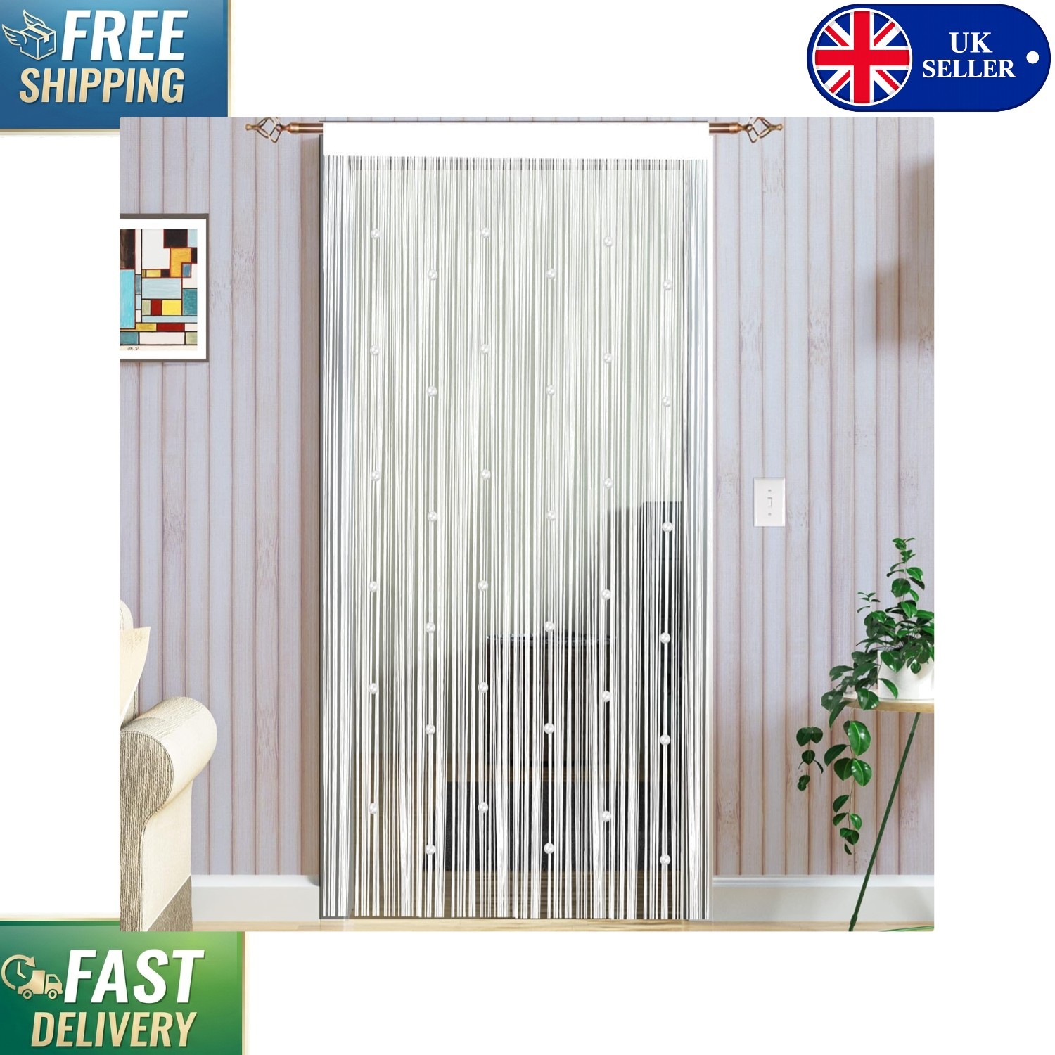 Multi-Functional Beaded Curtain for Doorways - Stylish 90x200cm Decoration