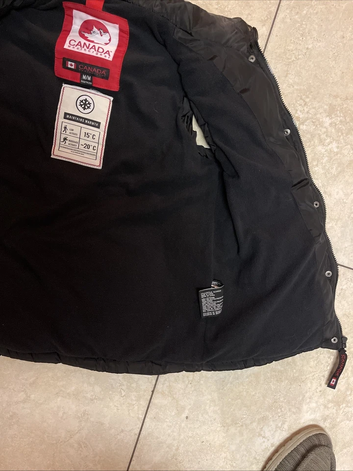 Chaleco Canada Weather Gear para mujer talla M Negro Puffer con cremallera completa y cuello de vellón Foto 3 de 4