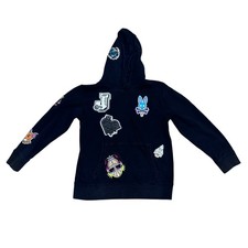 Psycho Bunny Boys Appliqu  Pullover Hoodie Black L 12 GUC