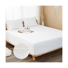 100 Cotton Percale Fitted Sheet Queen Size, 8-15" Deep Pocket Cooling Bottom...