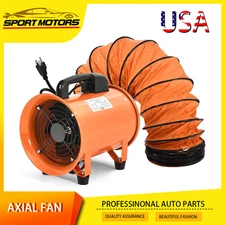 8" Exhaust Fan Axial Extractor Fan W/16ft PVC Duct Hose for Workshop 230W 110V