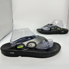 OOFOS OOriginal Black Silver Recovery Comfort Sandals Men 11 US