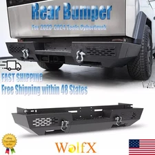  Heavy Duty Rear Bumper Fit for 2024 2025 Tesla Cybertruck Black w/ Side Wing 