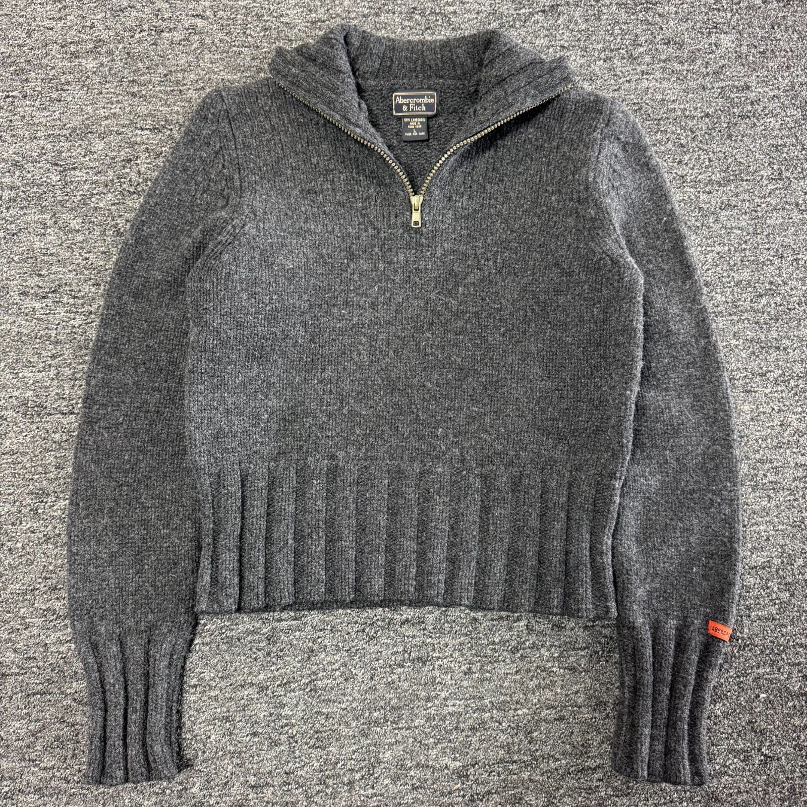Vintage Abercrombie & Fitch Lambswool Pullover Knit Sweater Sz L Black