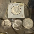 Lot of 4 1964 Kennedy Half Dollars 90% Silver. Please See Pictures For Detail