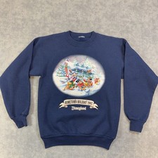 Vintage Disney Disneyland Sweatshirt Mens M Blue Pullover Mickey Christmas 1997