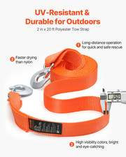 Vevor Atv Tow Strap With Hooks 2-inch X 20-foot 17000 Lbs Capacity Durable Re Vevor Atv Tow Strap With Hooks 2-inch X 20-foot 17000 Lbs Capacity Durable Re