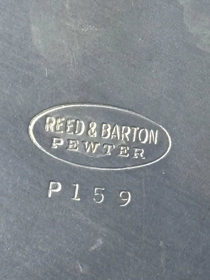 Vintage Chippendale Style Reed & Barton Pewter ATC 12” Round Bar Tray - Image 3 of 3