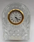 NOS Waterford Vintage Small Arched Crystal Gold Rim Mantel Clock 3.5” Ireland