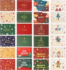 Merry Christmas Greeting Cards Assortment with Envelopes & Stickers - 24 Pack