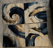 Navy Blue and Gold Throw Pillow Covers 18x18 Inches Set of 4, Modern Decorating