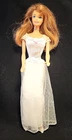 Vtg Barbie Doll Auburn Hair Bridal Or Formal Dress Pink Flower White Shoes