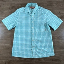 Simms Fishing Morada SS Shirt Turquoise Travel Fishing Outdoor UPF Shirt Medium