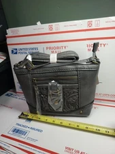 B.O.C. Born Concept Purse Tote Handbag  CHARCOAL Filigree Embossed Pockets NEW