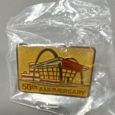 2005 McDonald s 50th Anniversary Restaurant Lapel Pin Gold Tone NOS Vintage