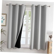 100 Blackout Curtains for Bedroom with 42"W x 63"L Pack of 2 Light Grey