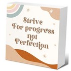 Lvqhi Boho Inspirational Office Wood Block Sign, Struve for strve for progress